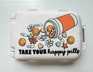 Take your Happy Pills Container - Speckled Cream