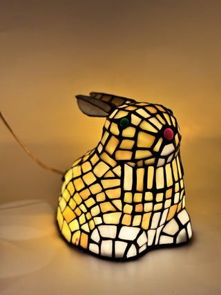 1980s Tiffany Style Bunny Lamp CM