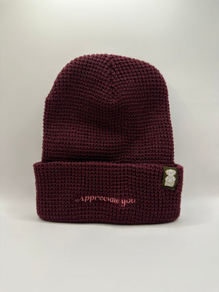 Fredible Waffle Beanie in "Red Red Wine"